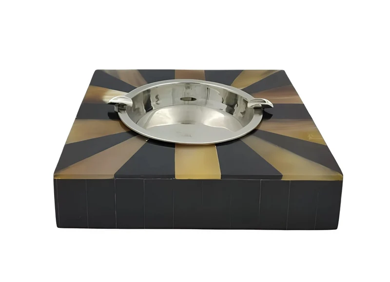 Square Ashtray - Natural Horn & Resin