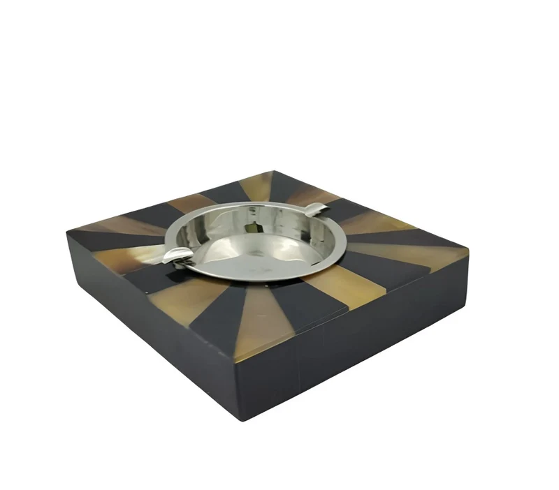 Square Ashtray - Natural Horn & Resin