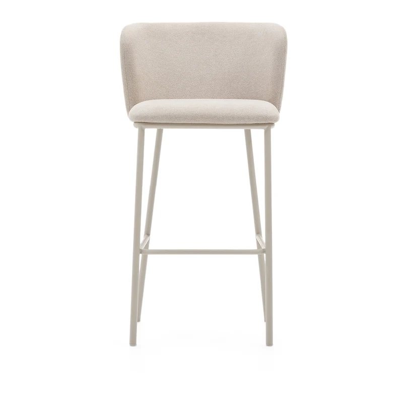 Ciselia stool in beige chenille and beige legs 75 cm