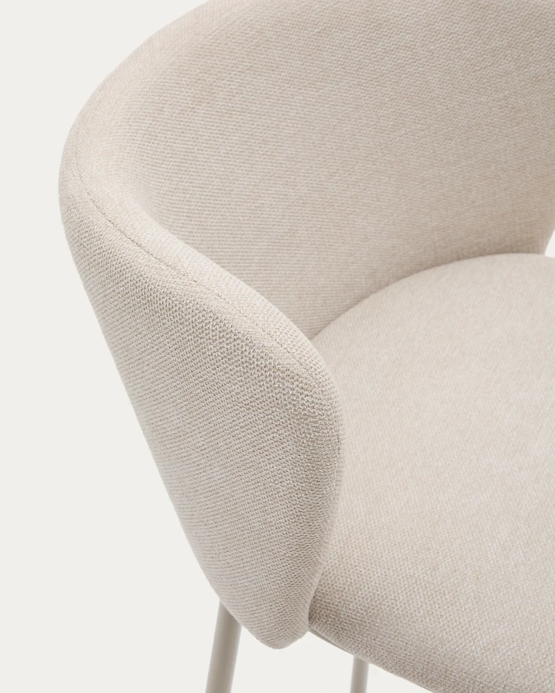 Ciselia stool in beige chenille and beige legs 75 cm