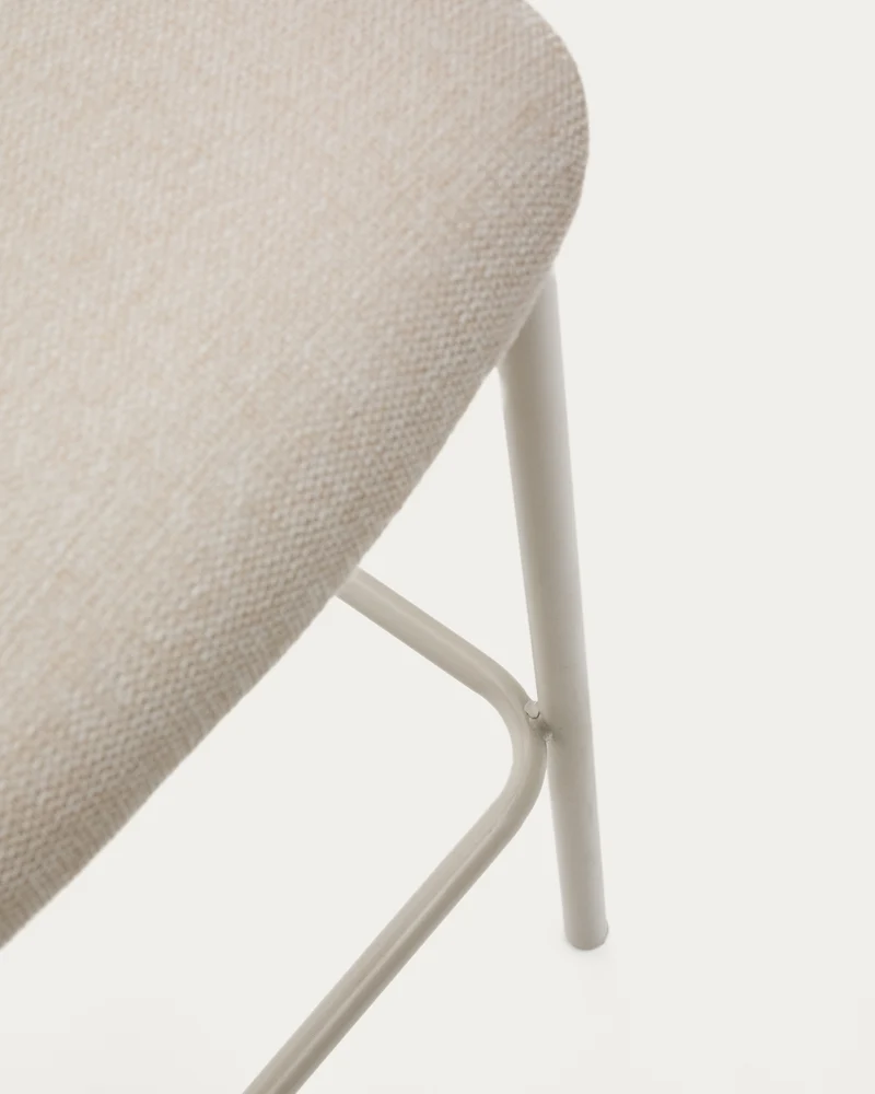 Ciselia stool in beige chenille and beige legs 75 cm