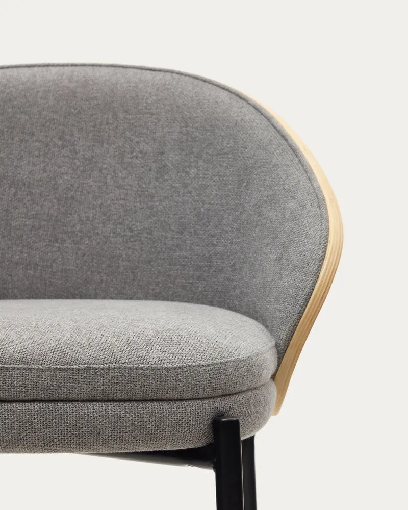 Eamy stool light grey chenille & Natural 65 cm