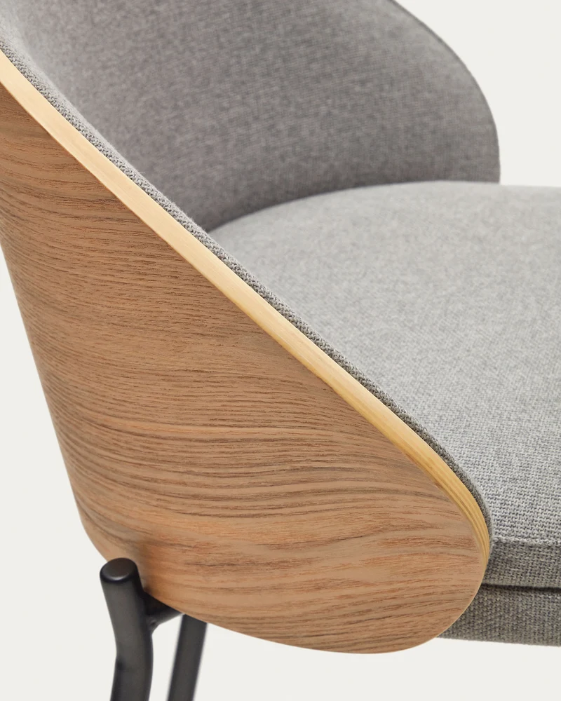 Eamy stool light grey chenille & Natural 65 cm