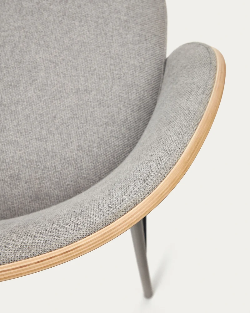 Eamy stool light grey chenille & Natural 65 cm