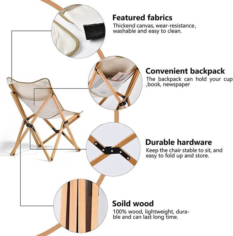 Chaise papillon en bois pliante d'extérieur