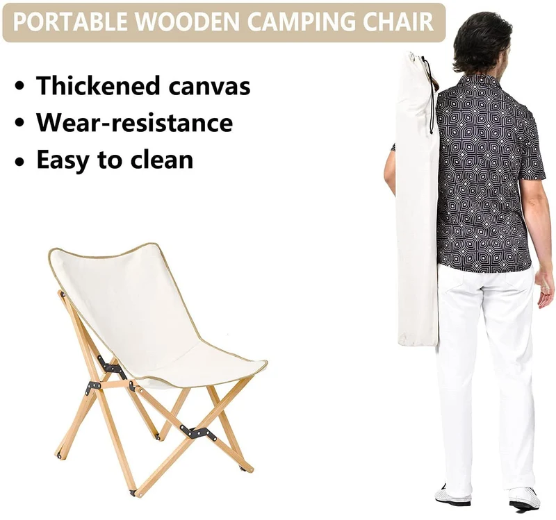 Chaise papillon en bois pliante d'extérieur