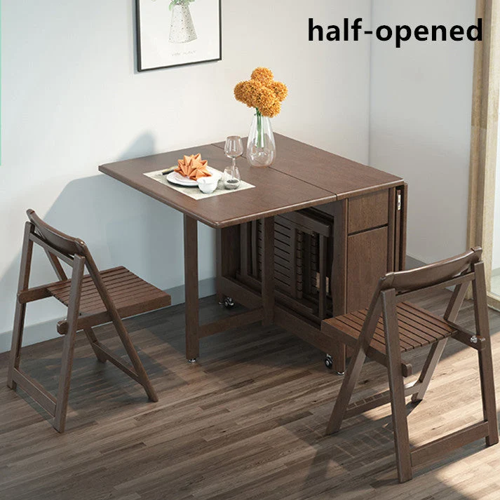 Table de salle à manger pliante Drop Leaf avec ensemble de chaises pliables 5 pièces