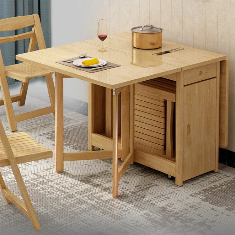 Table de salle à manger pliante Drop Leaf avec ensemble de chaises pliables 5 pièces