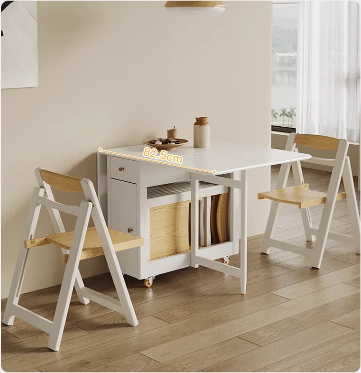 Table de salle à manger pliante Drop Leaf avec ensemble de chaises pliables 5 pièces
