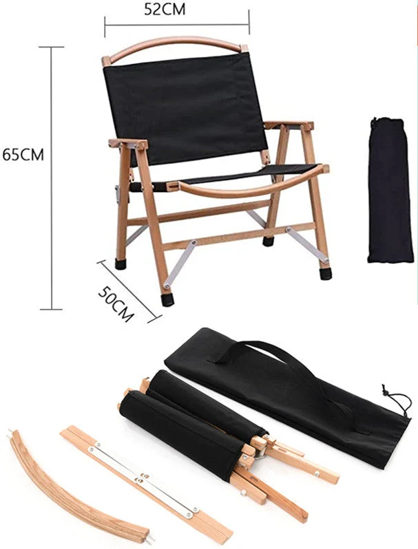 Chaise pliante en bois massif Kermit pour camping en plein air