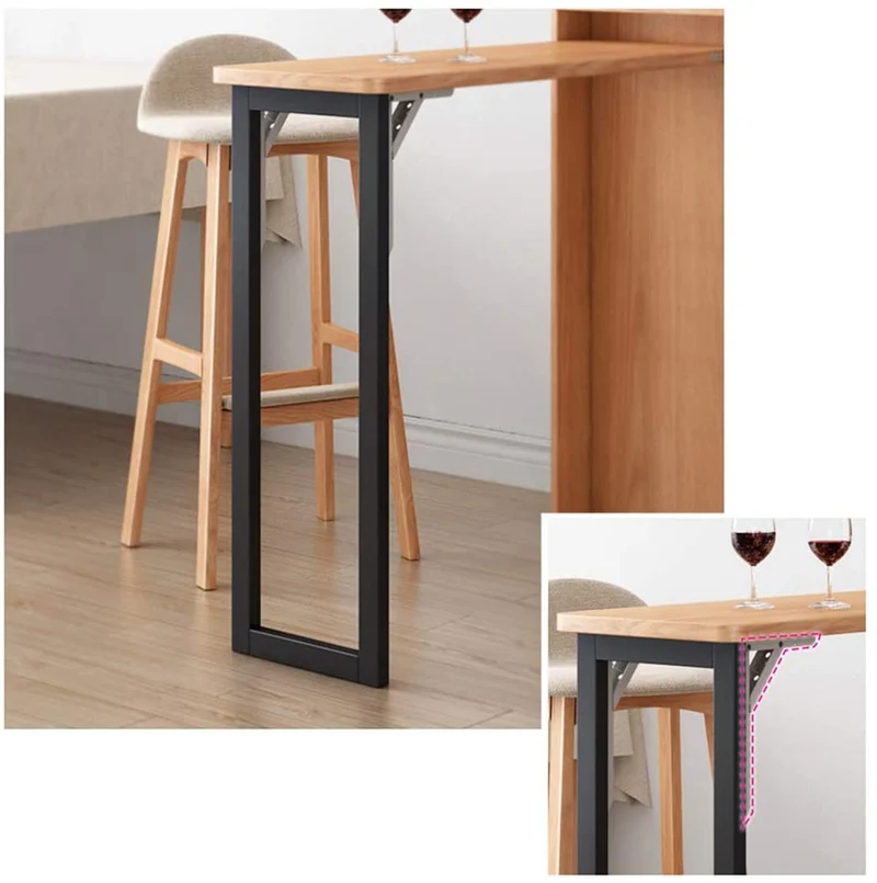 Table de bar à vin rétractable pliante avec étagère à vin ronde fixée au mur (pas de chaises)