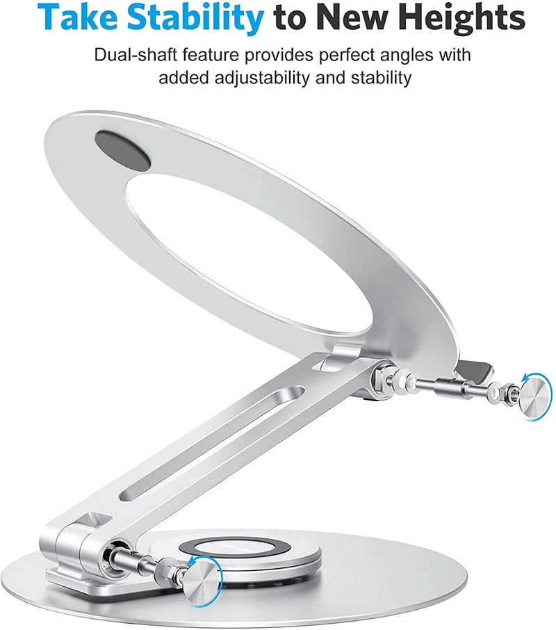 Support pour ordinateur portable réglable en aluminium avec base rotative à 360 °