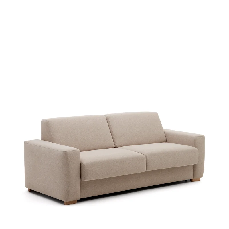 Anley beige 3-seater sofa bed with solid beech wood legs 224cm FSC Mix Credit