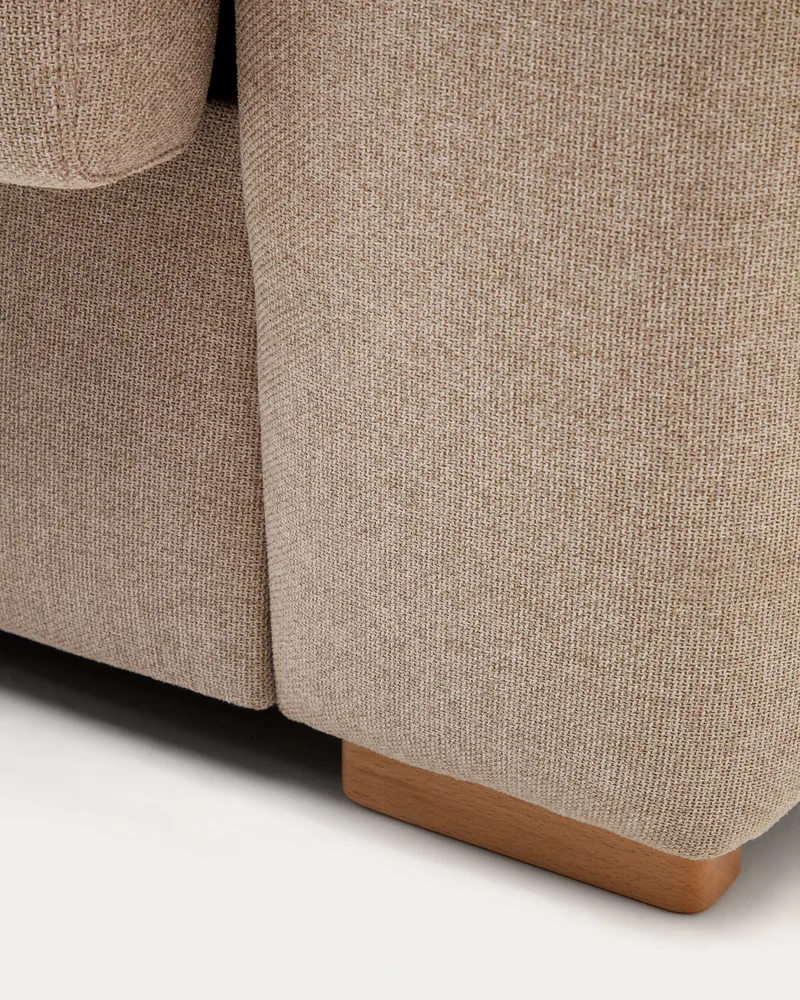 Anley beige 3-seater sofa bed with solid beech wood legs 224cm FSC Mix Credit