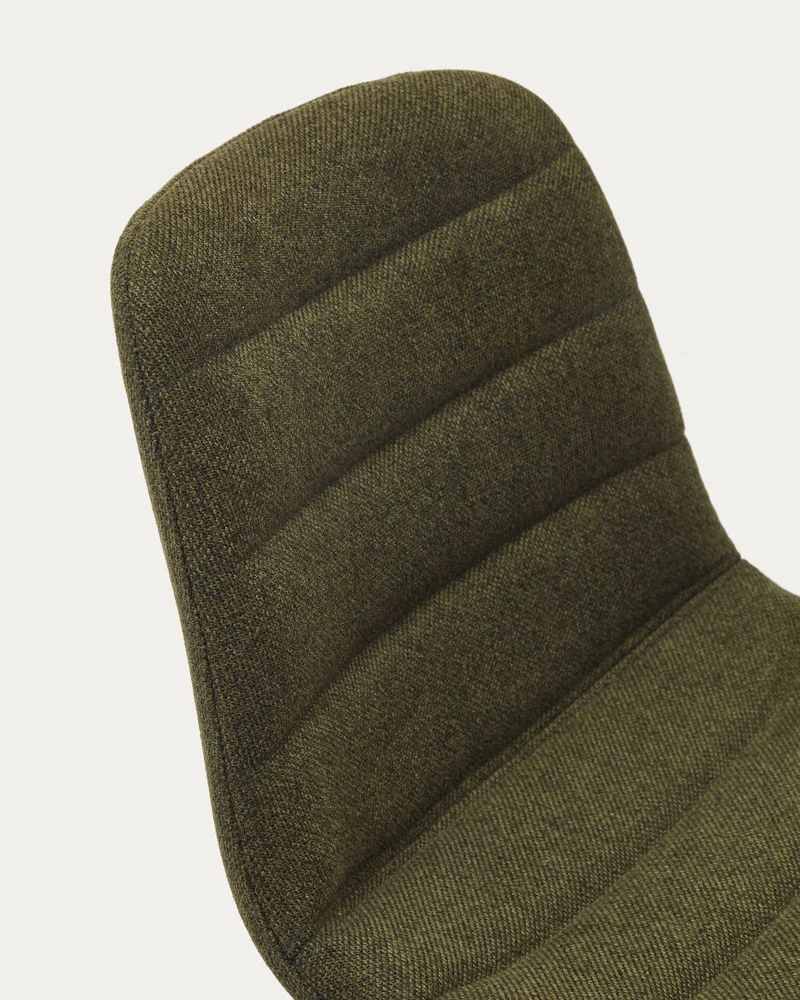 Zunilda stool in dark green and steel chenille with matt black finish 65 cm