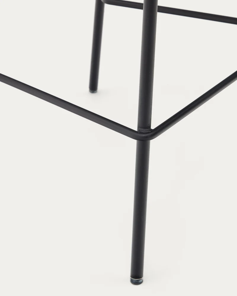Zunilda stool in black chenille and steel finished with matt black 65 cm