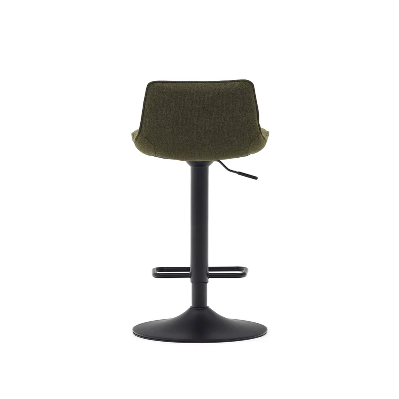 Zenda stool in dark green chenille and matt black steel height 81-102 cm FSC 100%