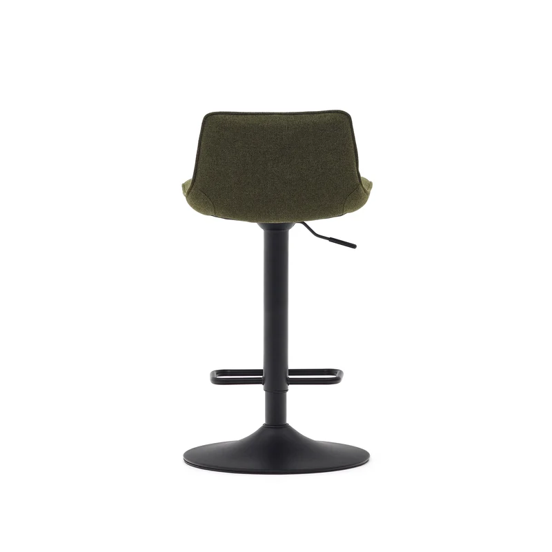 Zenda stool in dark green chenille and matt black steel height 81-102 cm FSC 100%