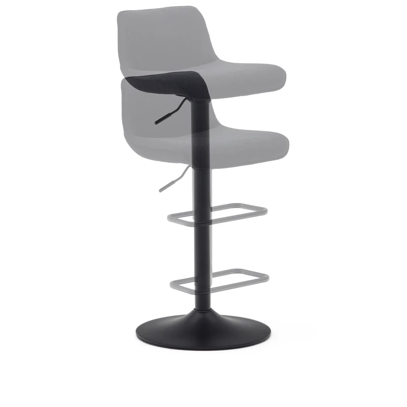 Zenda stool in black chenille and matt black steel 81-102 cm FSC 100%