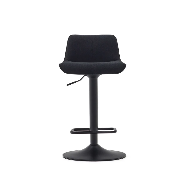 Zenda stool in black chenille and matt black steel 81-102 cm FSC 100%