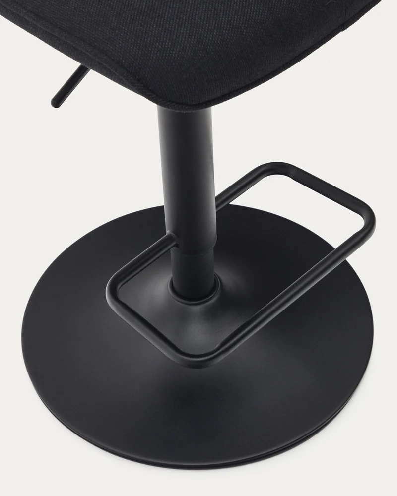 Zenda stool in black chenille and matt black steel 81-102 cm FSC 100%