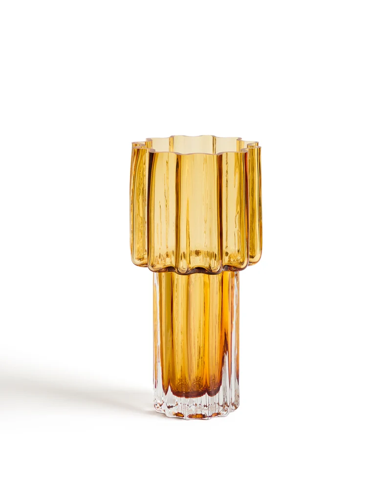 Cristila orange glass vase 30cm