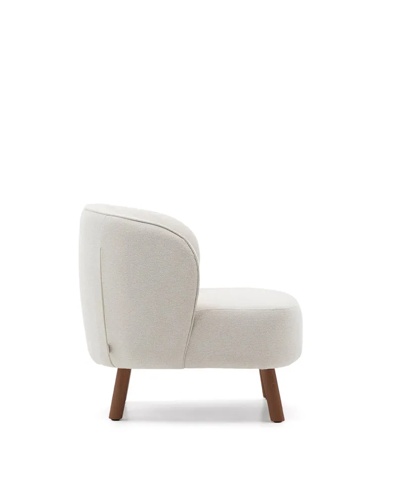 Ulit armchair in beige chenille walnut finish legs