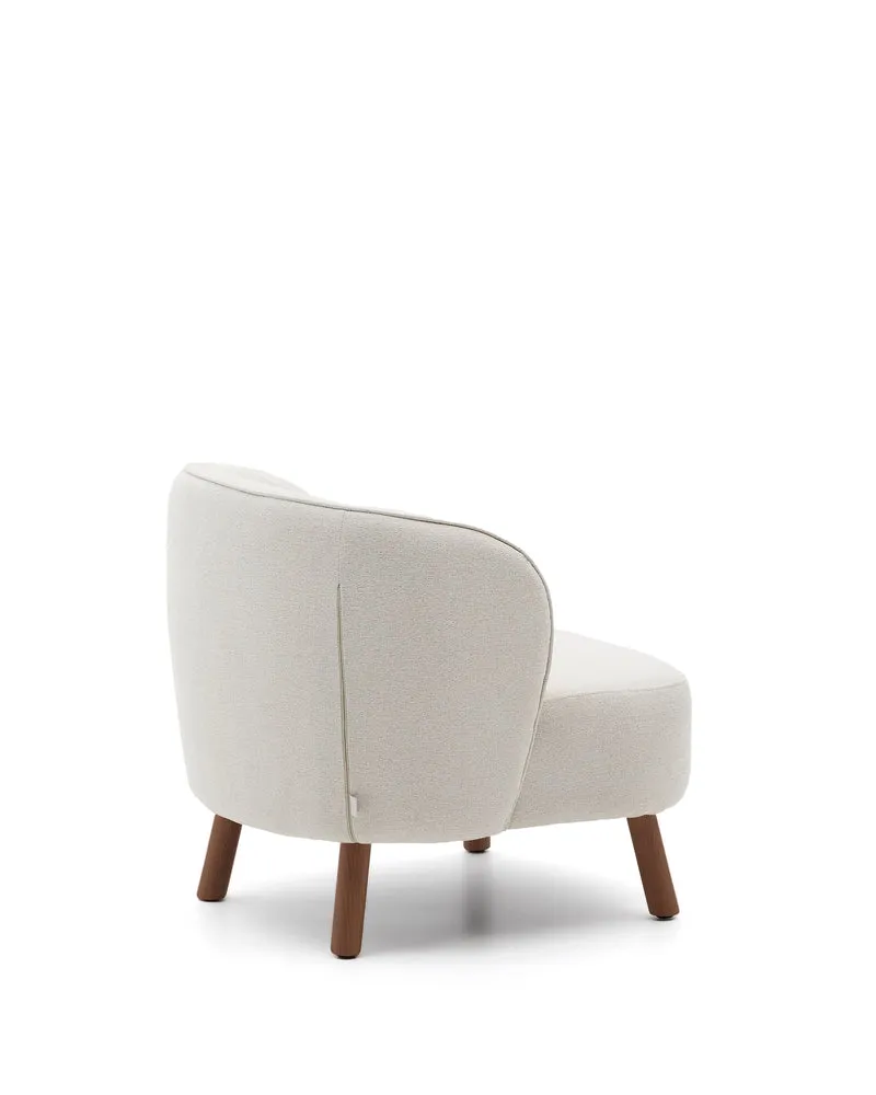 Ulit armchair in beige chenille walnut finish legs