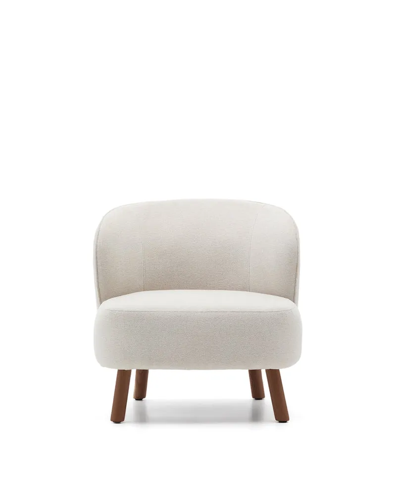 Ulit armchair in beige chenille walnut finish legs