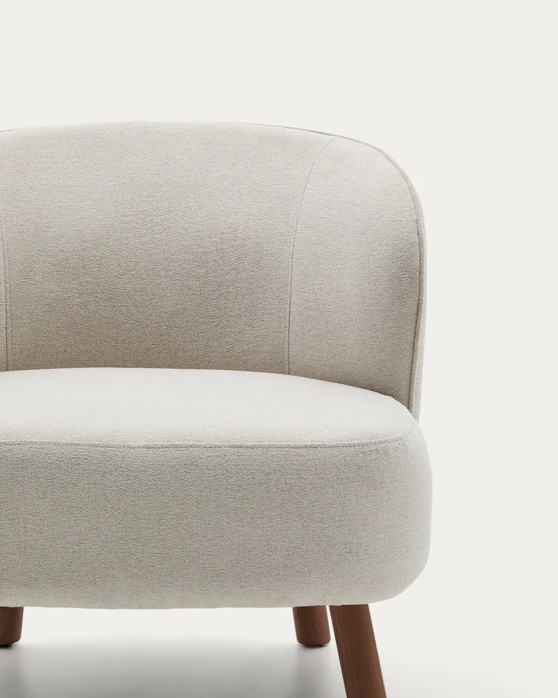Ulit armchair in beige chenille walnut finish legs