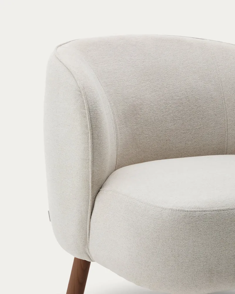 Ulit armchair in beige chenille walnut finish legs
