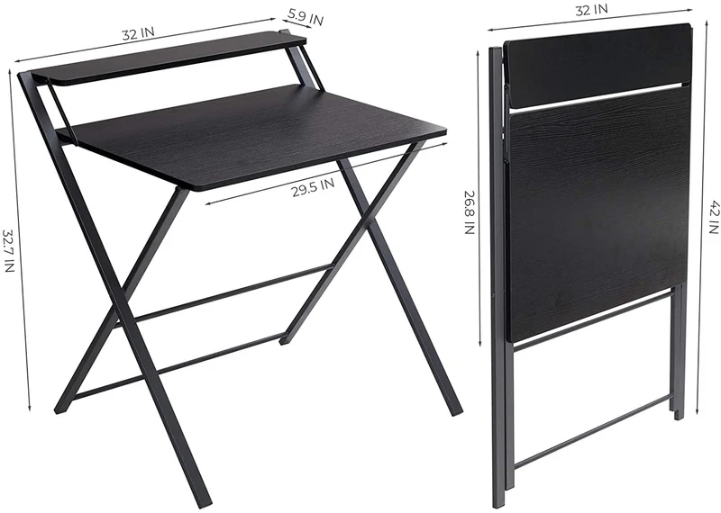 Table d'étude pliante pour ordinateur portable sans assemblage nécessaire