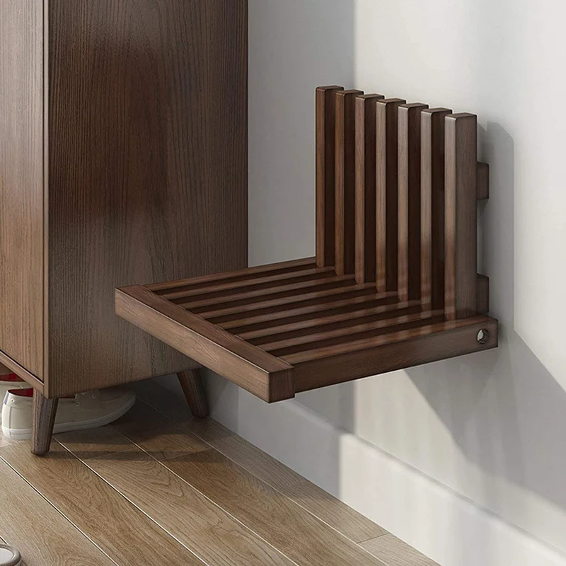 Tabouret à langer ultra-mince pliant en bois massif et gain de place tabouret de douche