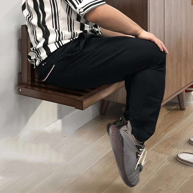 Tabouret à langer ultra-mince pliant en bois massif et gain de place tabouret de douche