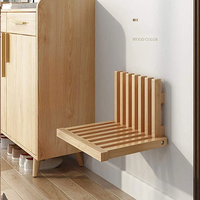 Tabouret à langer ultra-mince pliant en bois massif et gain de place tabouret de douche