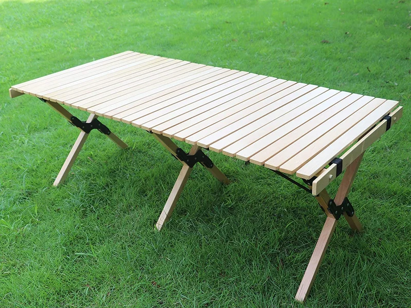 Table de pique-nique en bois extérieure pliable portable Cake Roll