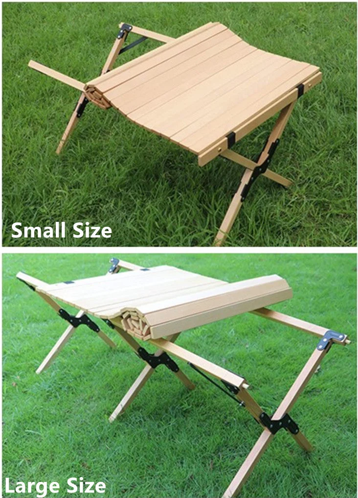 Table de pique-nique en bois extérieure pliable portable Cake Roll