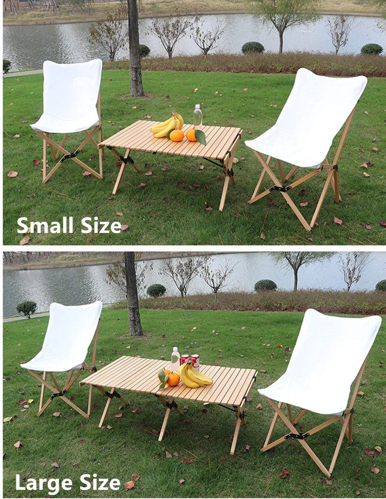 Table de pique-nique en bois extérieure pliable portable Cake Roll