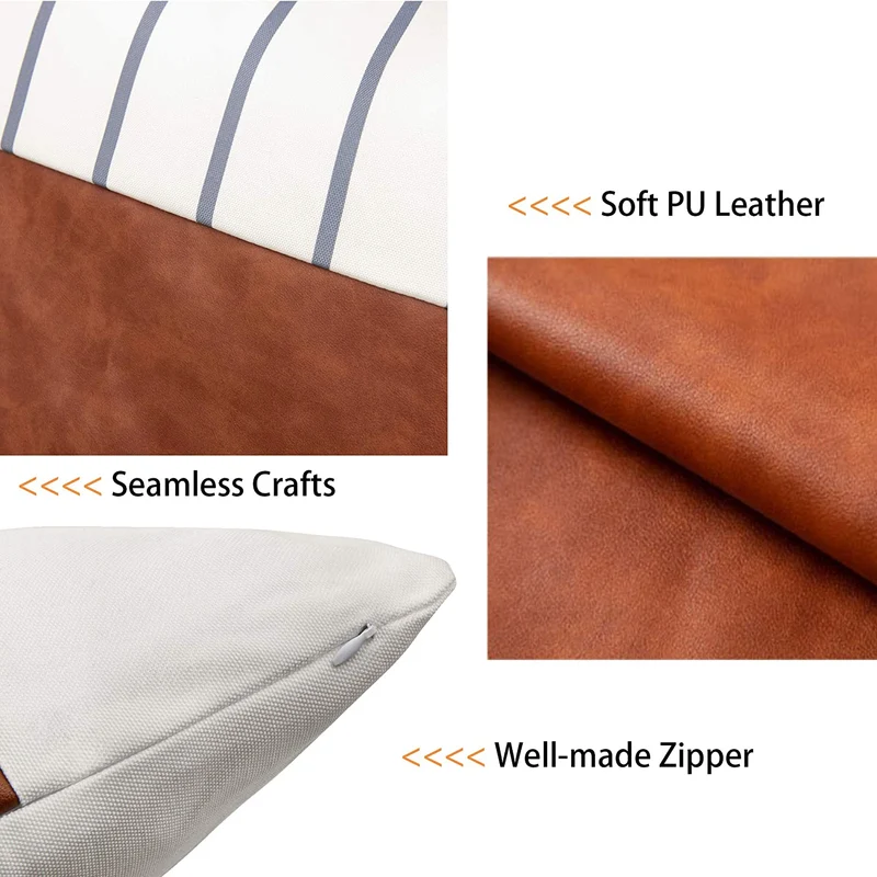 Housses de coussin en similicuir 18x18 pouces/45x45 CM Lot de 4