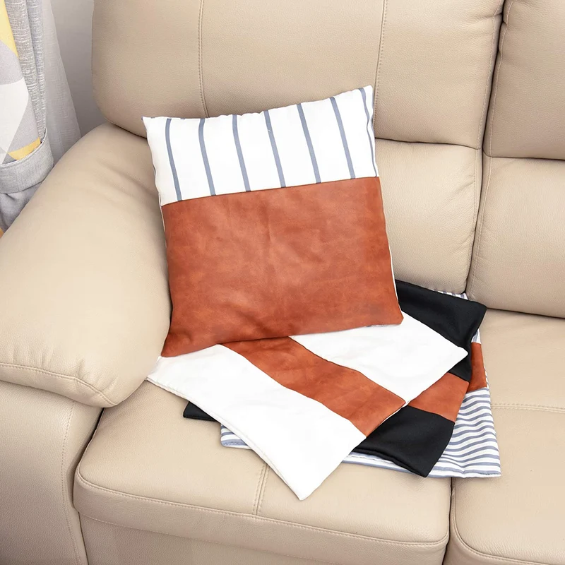 Housses de coussin en similicuir 18x18 pouces/45x45 CM Lot de 4