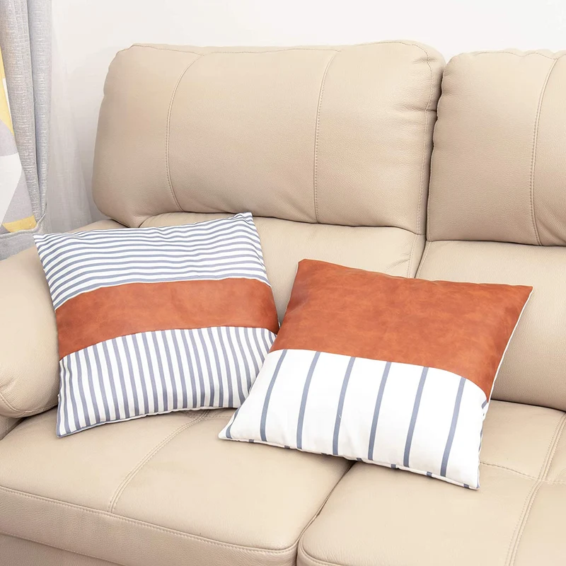 Housses de coussin en similicuir 18x18 pouces/45x45 CM Lot de 4