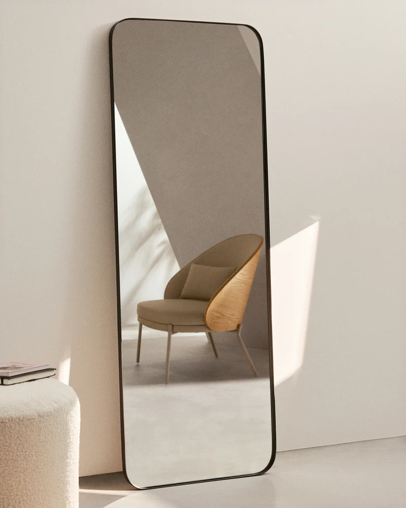 Marco black metal mirror 30 x 100cm
