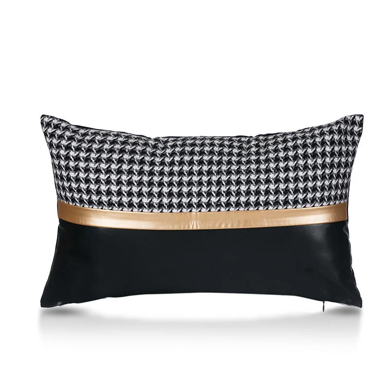 Ensemble de 4 housses de coussin en feuille d'or à coutures en similicuir