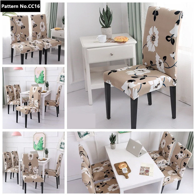 Housses de chaise de salle à manger lavables amovibles en spandex extensible imprimées pour la maison, la cuisine, la fête, le restaurant
