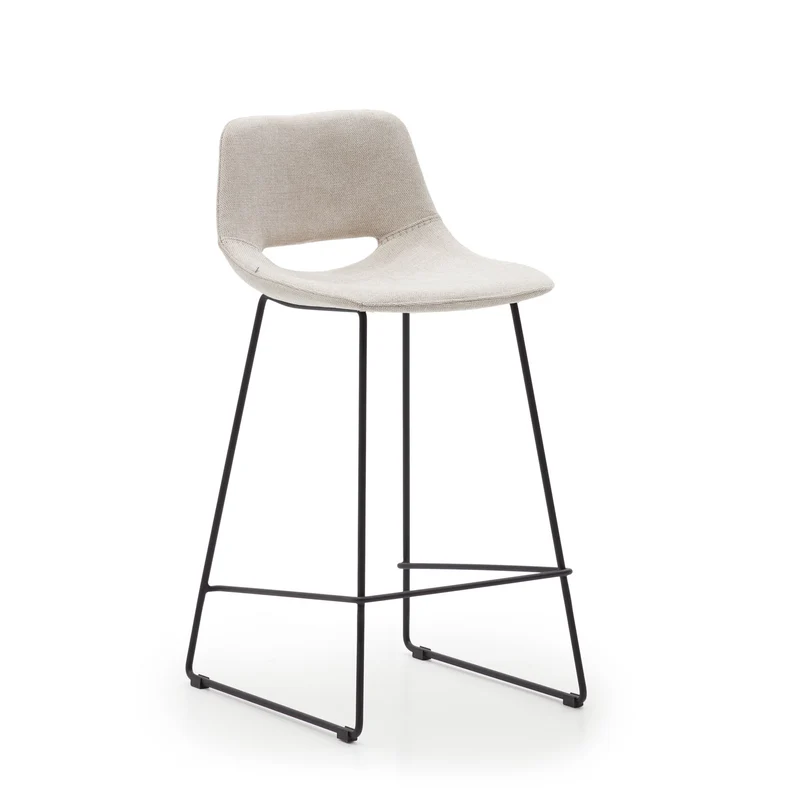 Zahara beige stool with steel in a black finish 65 cm