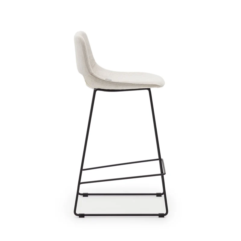 Zahara beige stool with steel in a black finish 65 cm