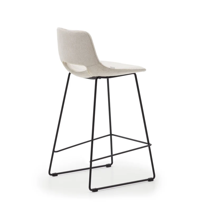 Zahara beige stool with steel in a black finish 65 cm