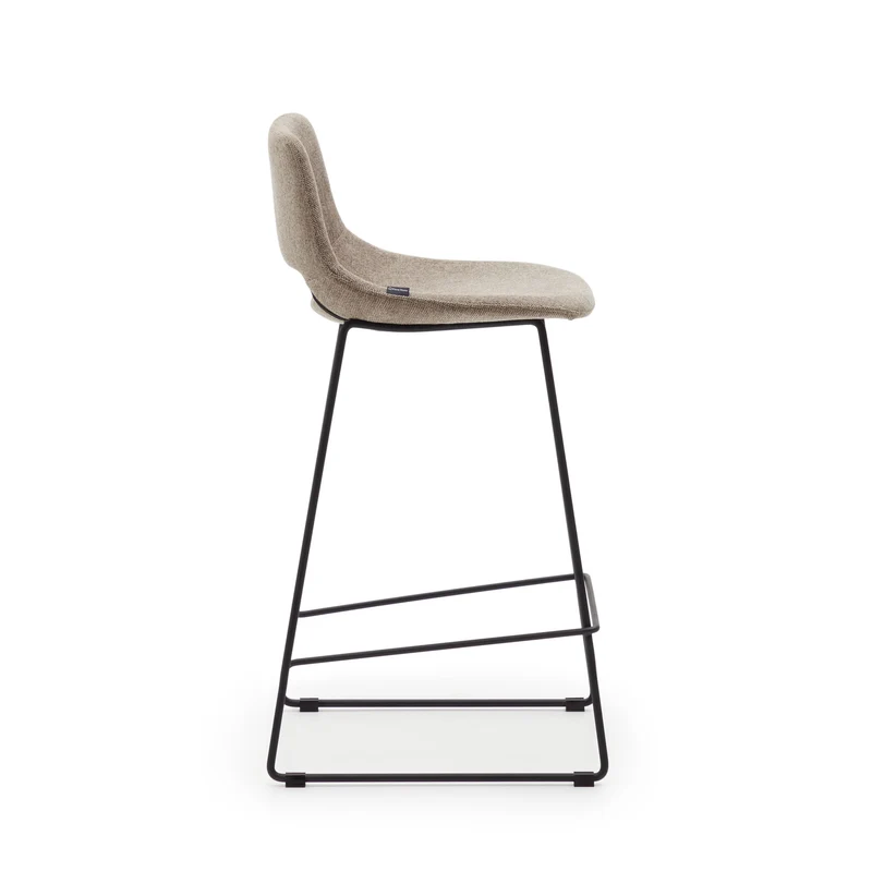 Zahara bar stool in brown with steel legs in black finish 65 cm