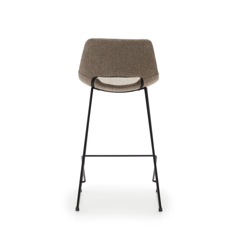 Zahara bar stool in brown with steel legs in black finish 65 cm