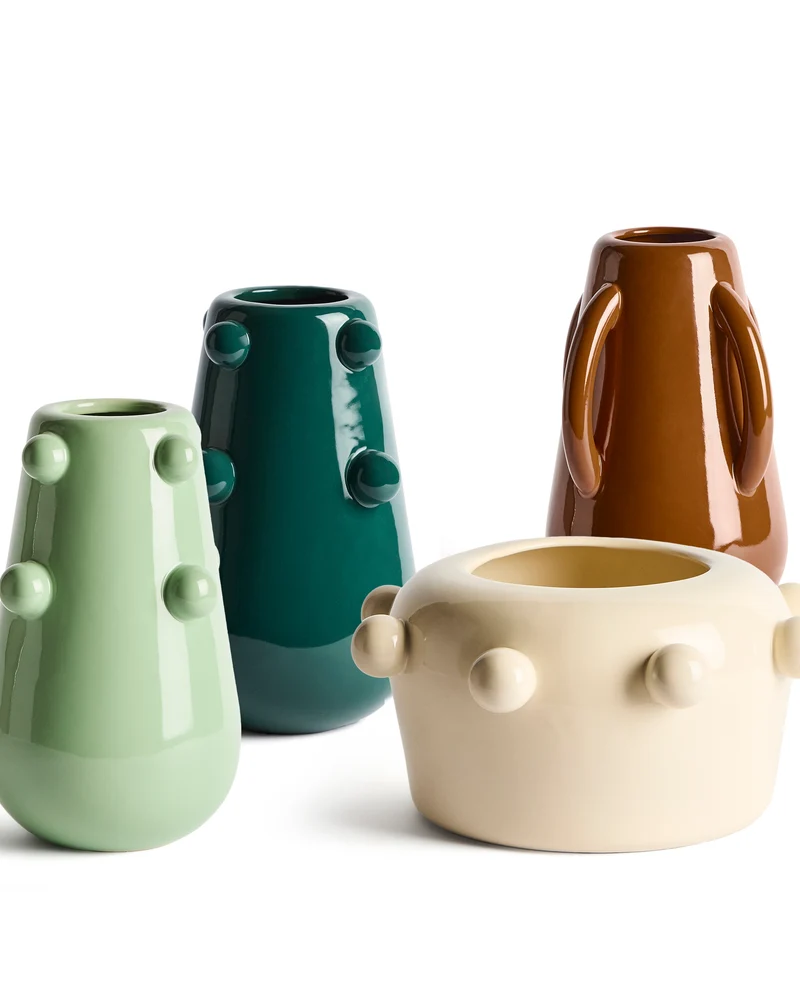 Odra vase in dark green ceramic with glossy finish 25.5cm